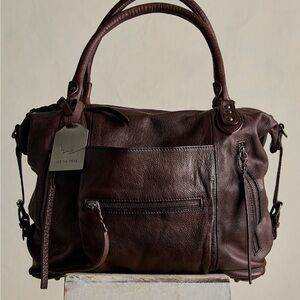 We The Free Emerson Tote Leather Satchel Bag - Bitter Bark shade